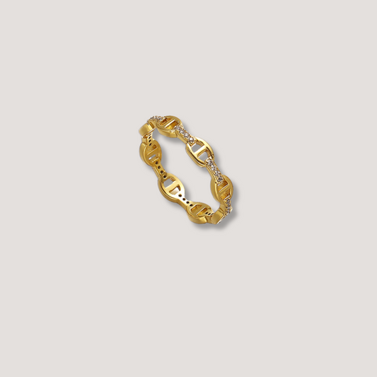 Gold Link Zircon Ring