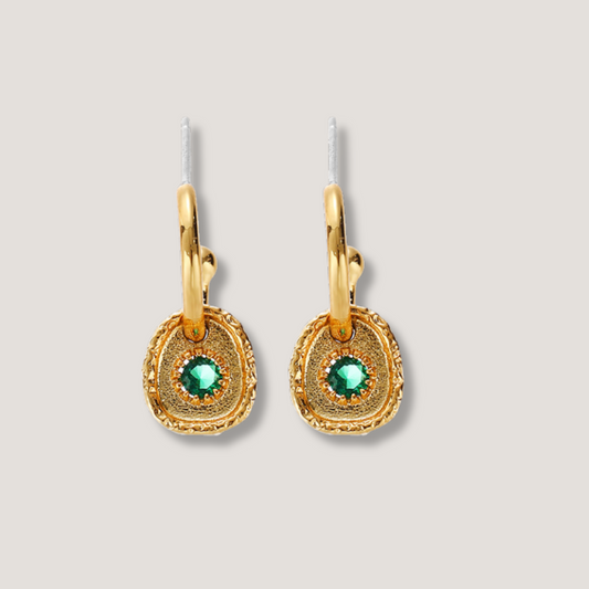 Gold Emerald Earrings