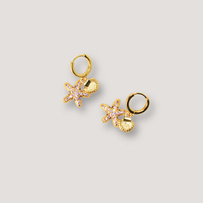 Gold Starfish Hoop Earrings
