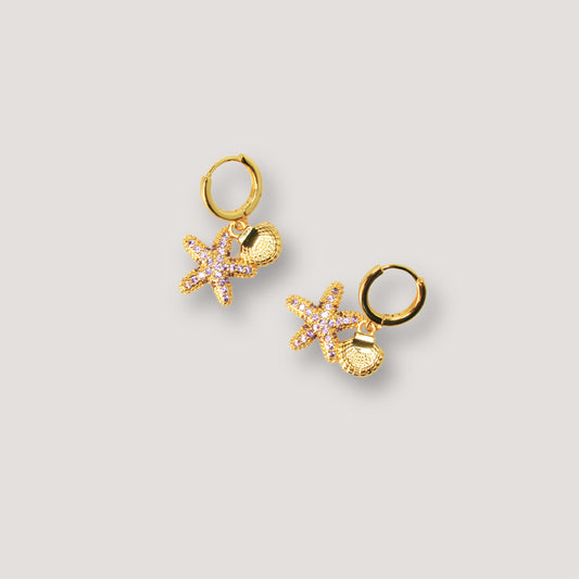 Gold Starfish Hoop Earrings