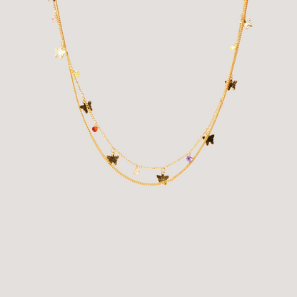 Gold Butterfly Layered Necklace