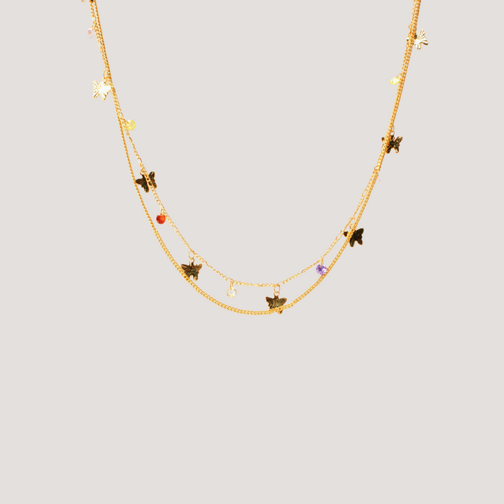 Gold Butterfly Layered Necklace