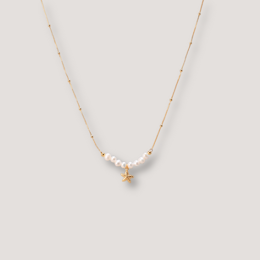 Gold Pearl Starfish Necklace