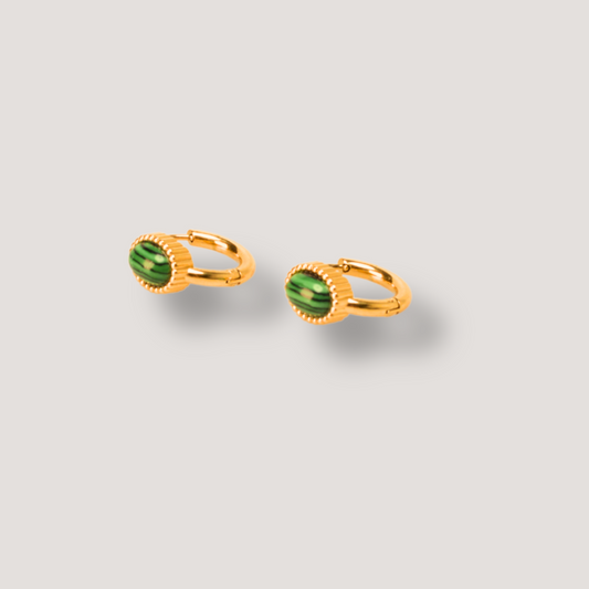 Gold Malachite Earrings