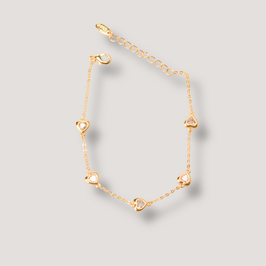 Elegant Gold Heart Bracelet with Crystal Accents