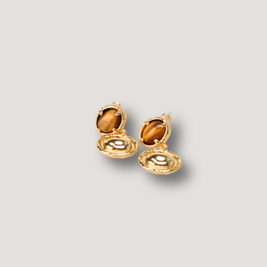 Gold Tiger’s Eye Drop Earrings