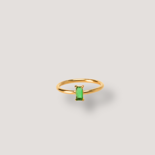 Gold Emerald Minimal Ring