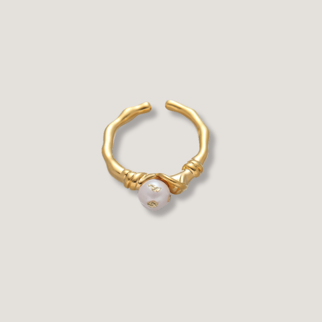 Gold Pearl Twist Ring
