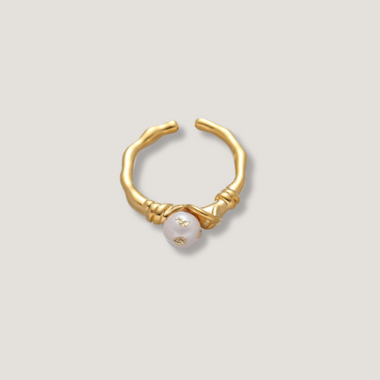 Gold Pearl Twist Ring