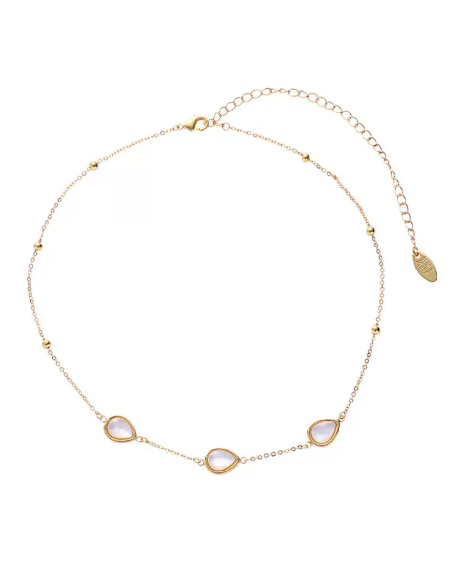 18k Gold Plated Multiple Mother of Pearl Necklace