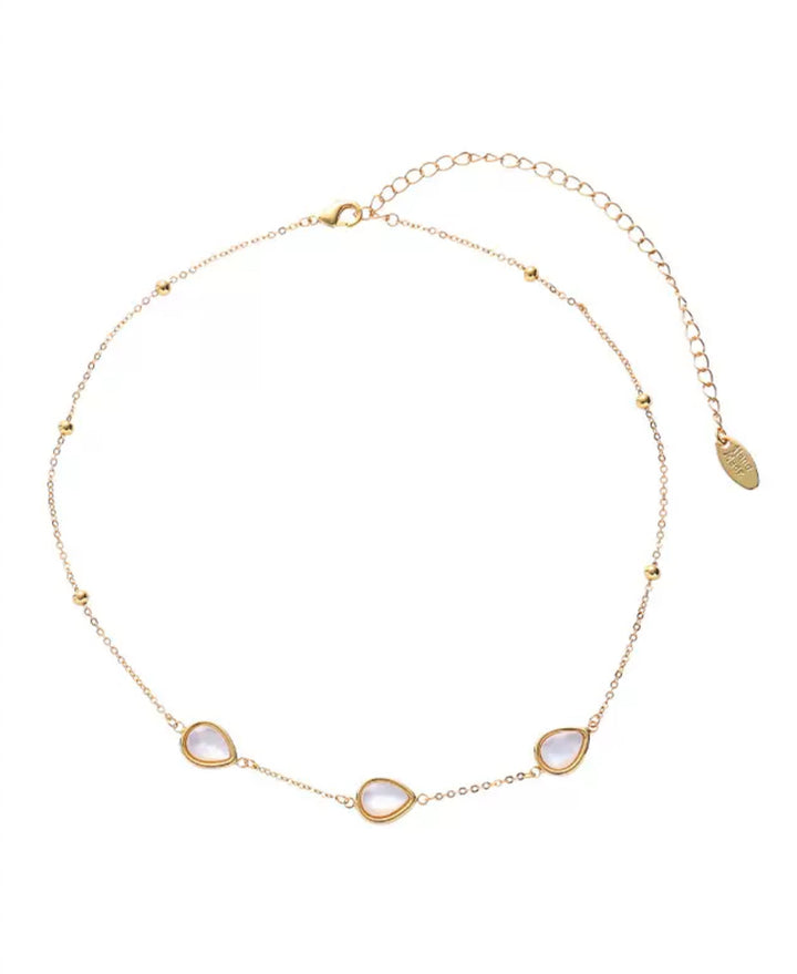 18k Gold Plated Multiple Mother of Pearl Necklace