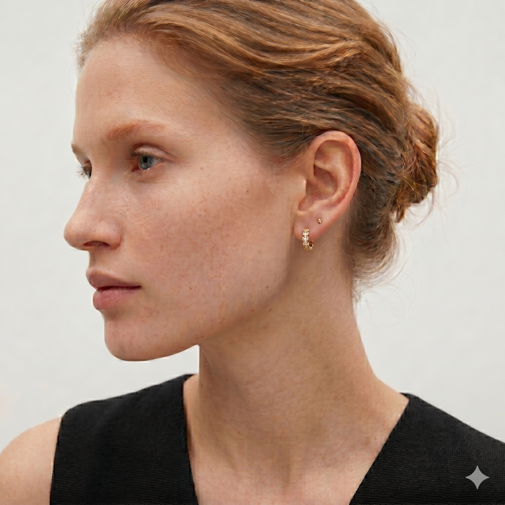18K Gold Plated Hexagon Hoop Earrings - 18K Gold Plated