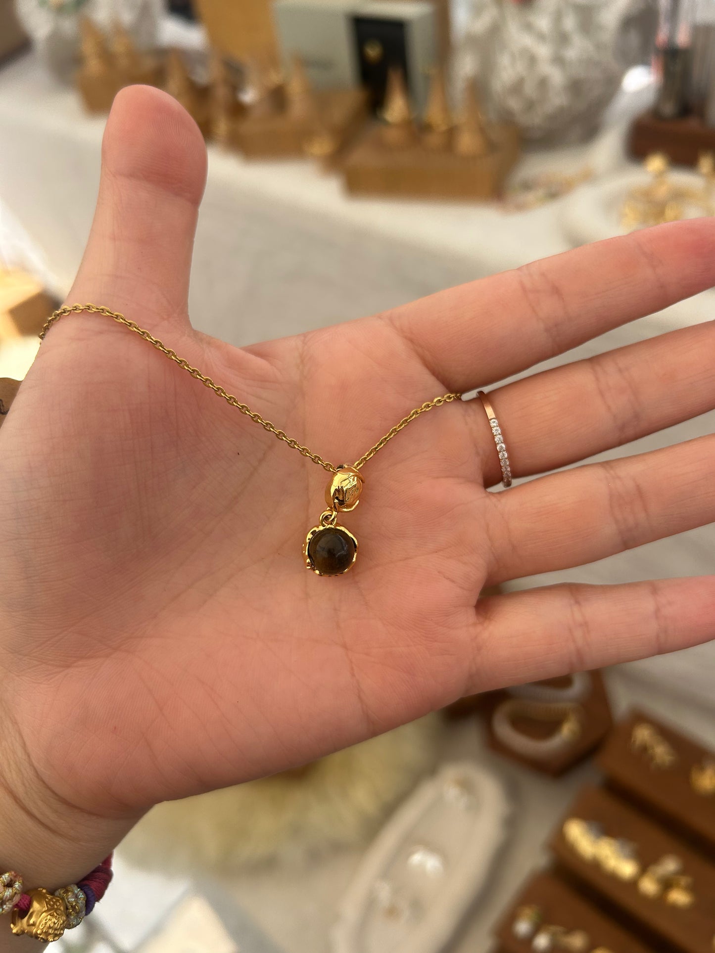 Gold Tiger Eye Necklace - 18k Gold Plated