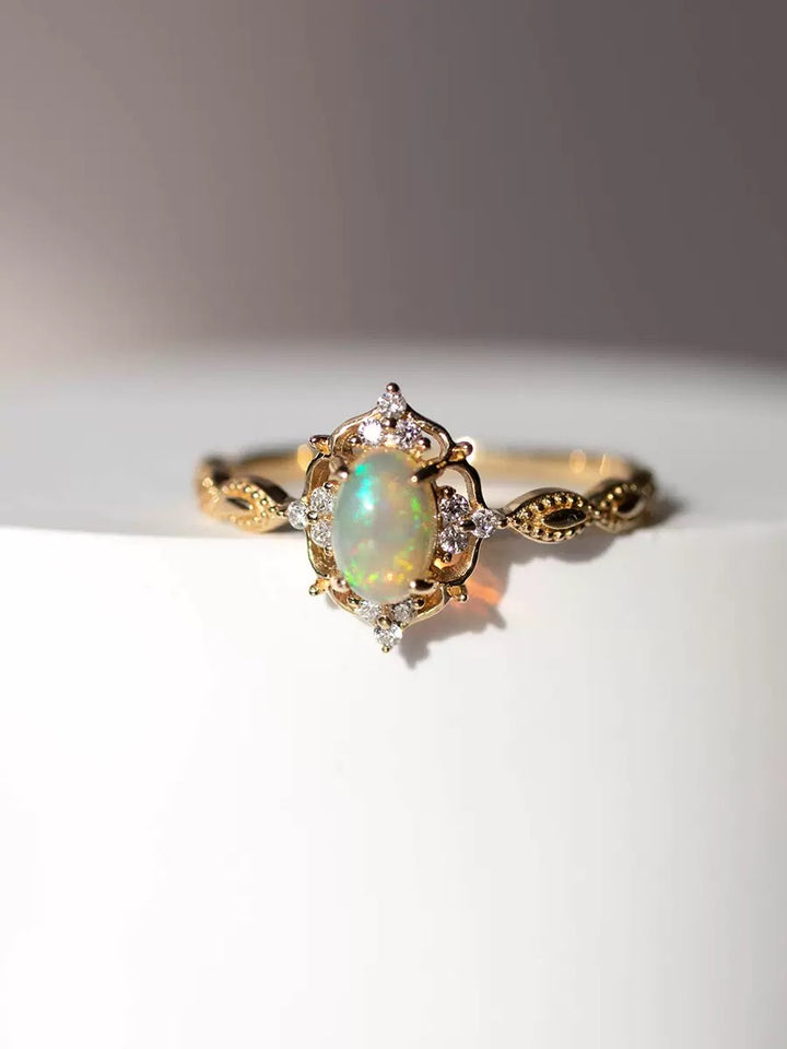 Vintage Oval Opal Ring
 - 18K Gold Plated Silver