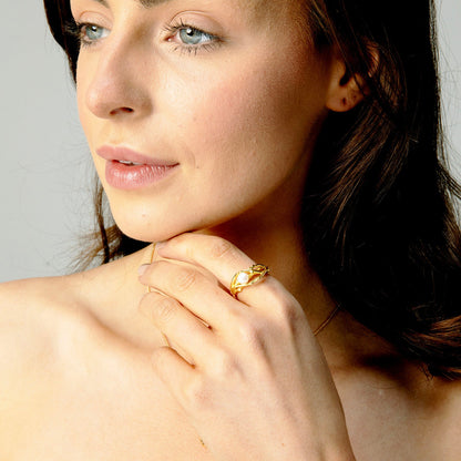 Gold Nest Ring with Pearl