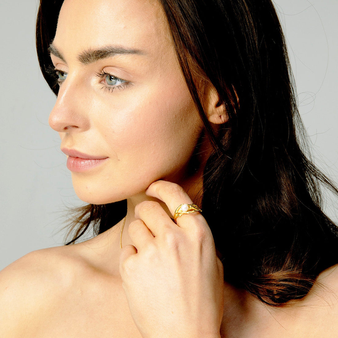 Gold Nest Ring with Pearl
