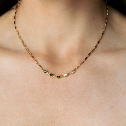 Enchanted Emerald Green Gold Necklace
