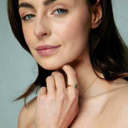 Gold Emerald Minimal Ring