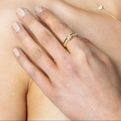 Gold and Amethyst Heart Ring