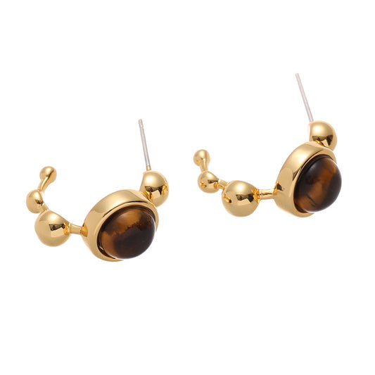 `Golg plated Tiger Eye Earrings -18k Gold plated