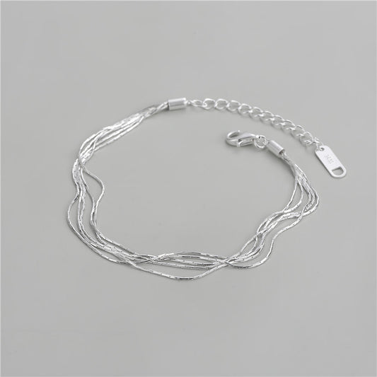 Sterling Silver Multi-Strand Bracelet - S925 Silver