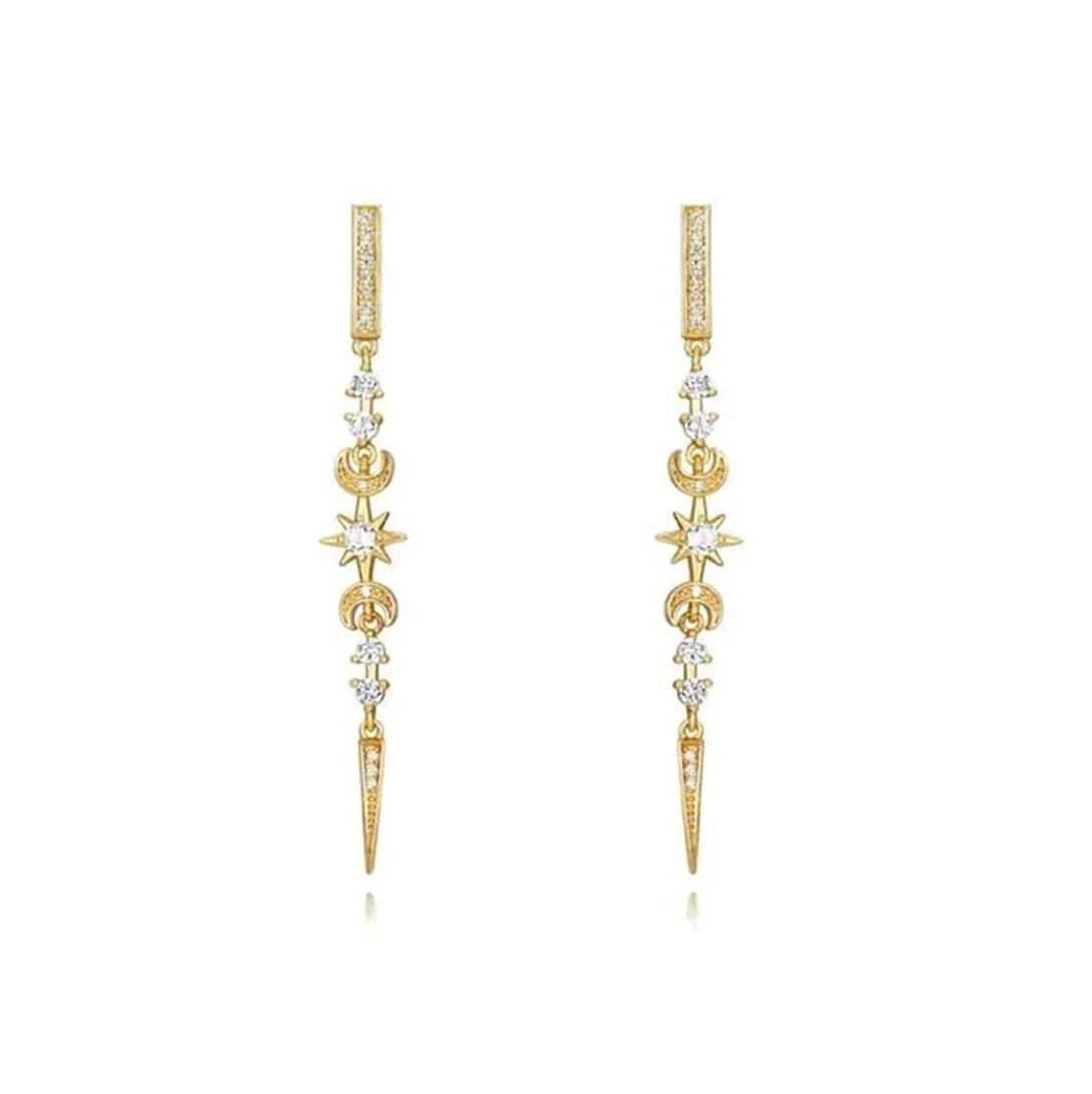 Mini Micro Hoop Earrings Moon and Star