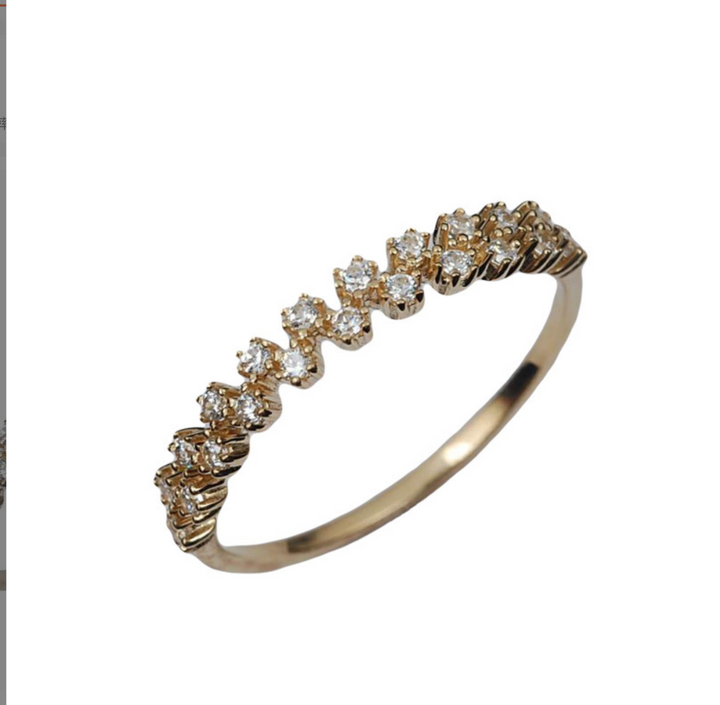 Zig-Zag Zircon Stacking Ring - 14k Gold Plated Silver