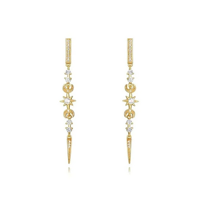 Mini Micro Hoop Earrings Moon and Star