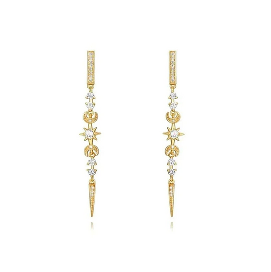 Mini Micro Hoop Earrings Moon and Star
