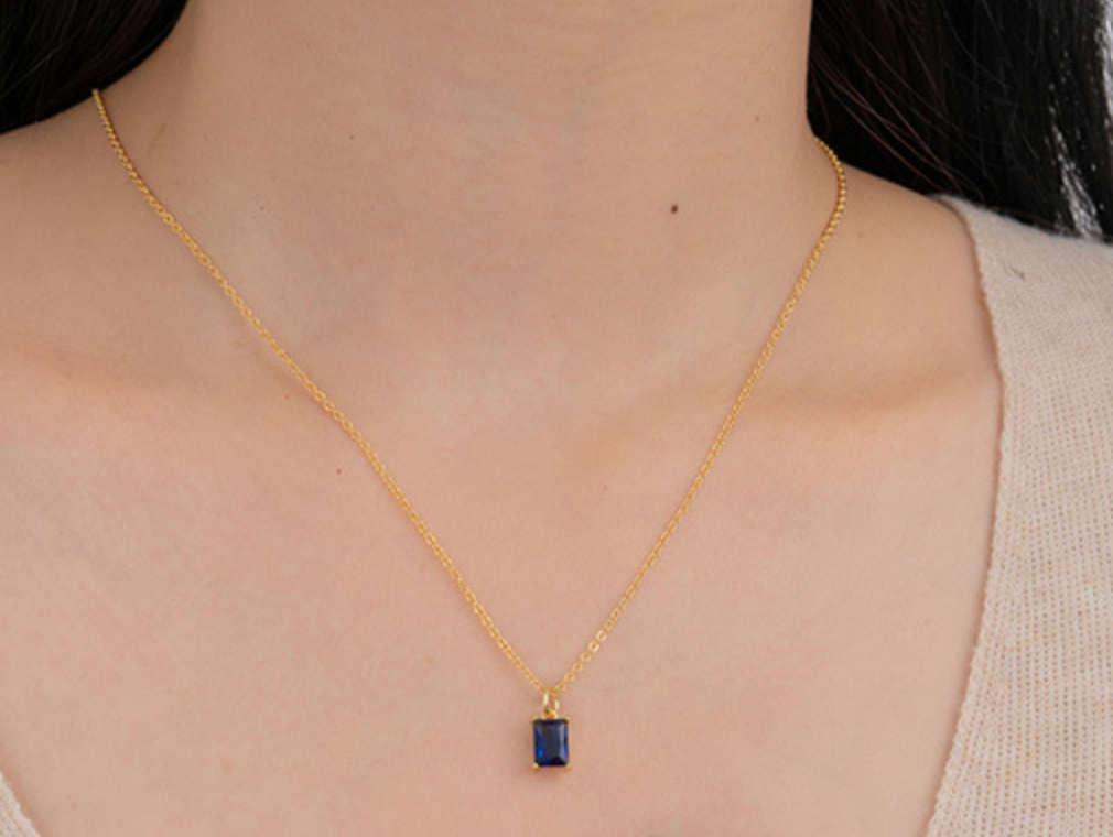 September Birth Stone Necklace - 18K Gold Plated Silver