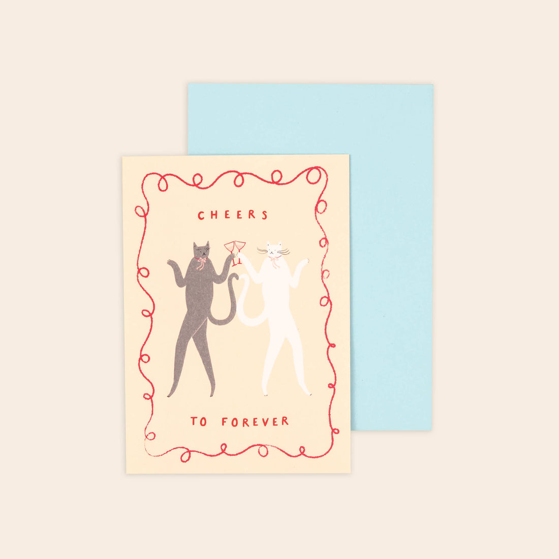 Cheers To Forever Cats Wedding Card | Congratulations Card
