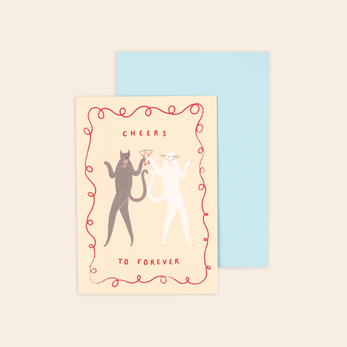 Cheers To Forever Cats Wedding Card | Congratulations Card