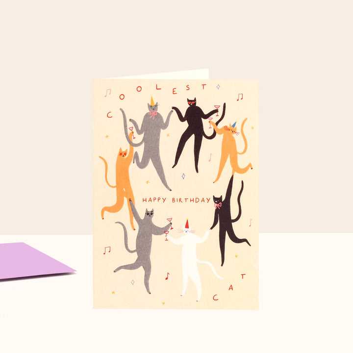 Coolest Cat Birthday Card | Dance Party Cats Card