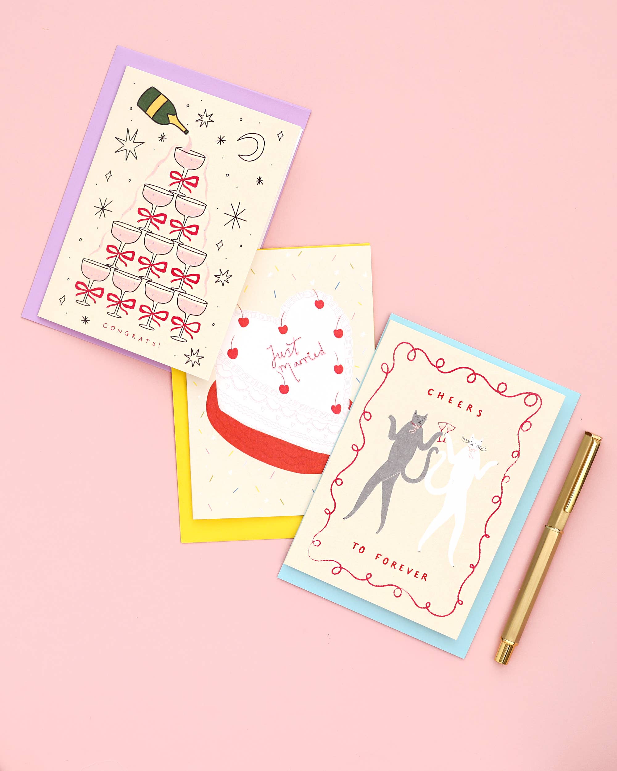 Cheers To Forever Cats Wedding Card | Congratulations Card