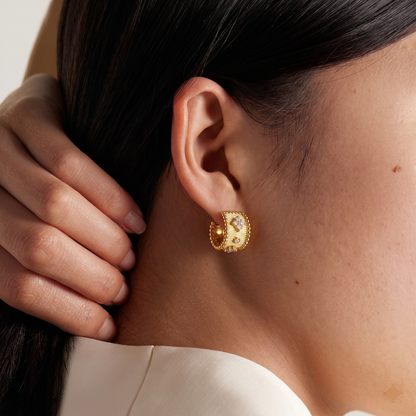 Gold plated Lace Earring with Zircon - 18k Gold plated