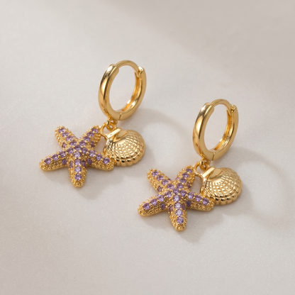Gold Starfish Hoop Earrings