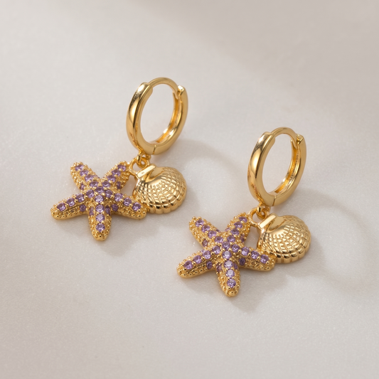 Gold Starfish Hoop Earrings