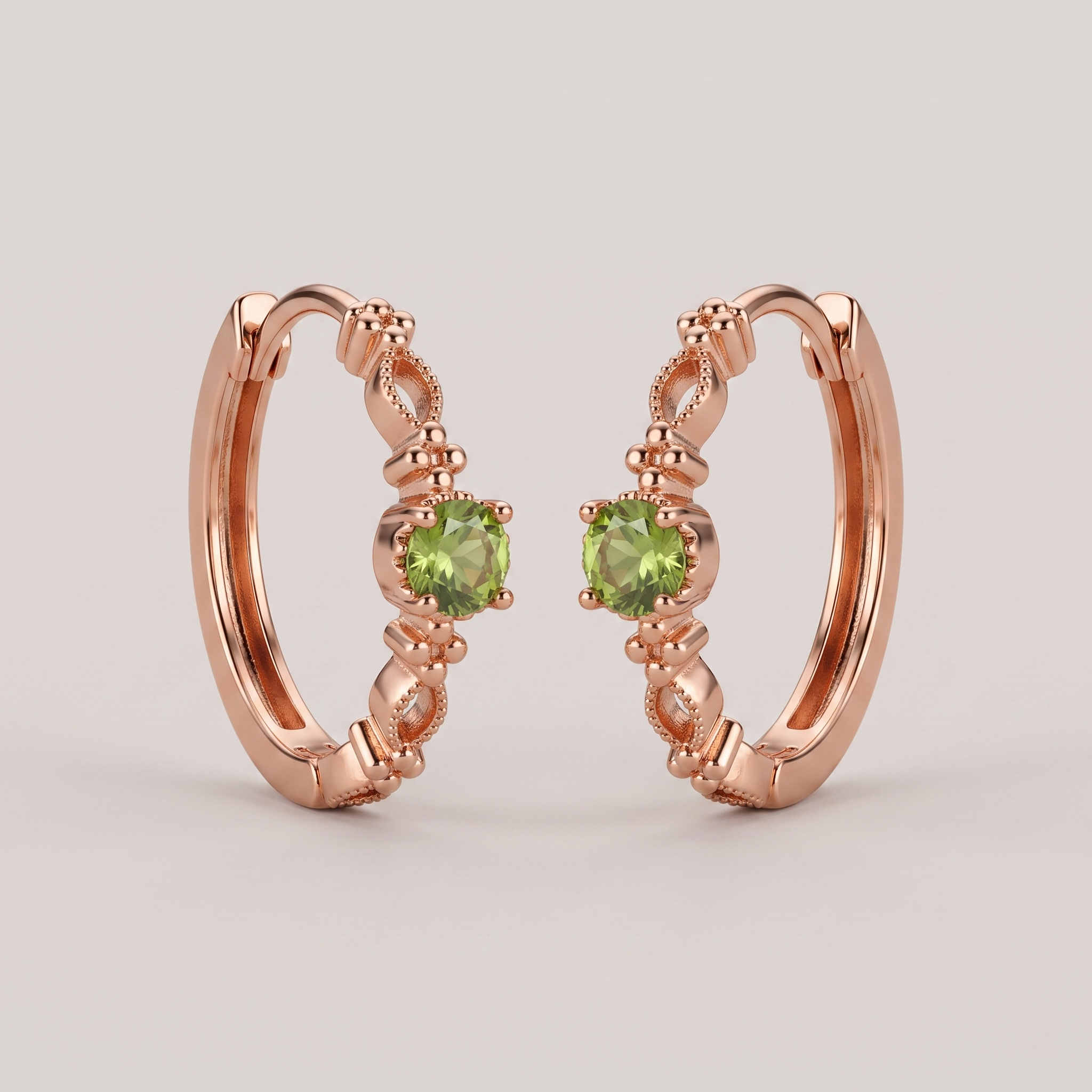 Oliver Green Stone Gold Hoop Earrings - 18K Gold Plated Silver