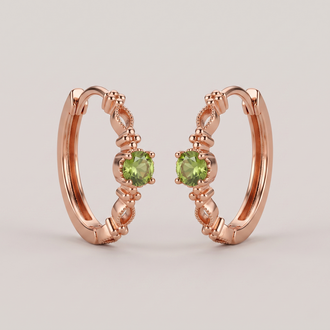 Oliver Green Stone Gold Hoop Earrings - 18K Gold Plated Silver
