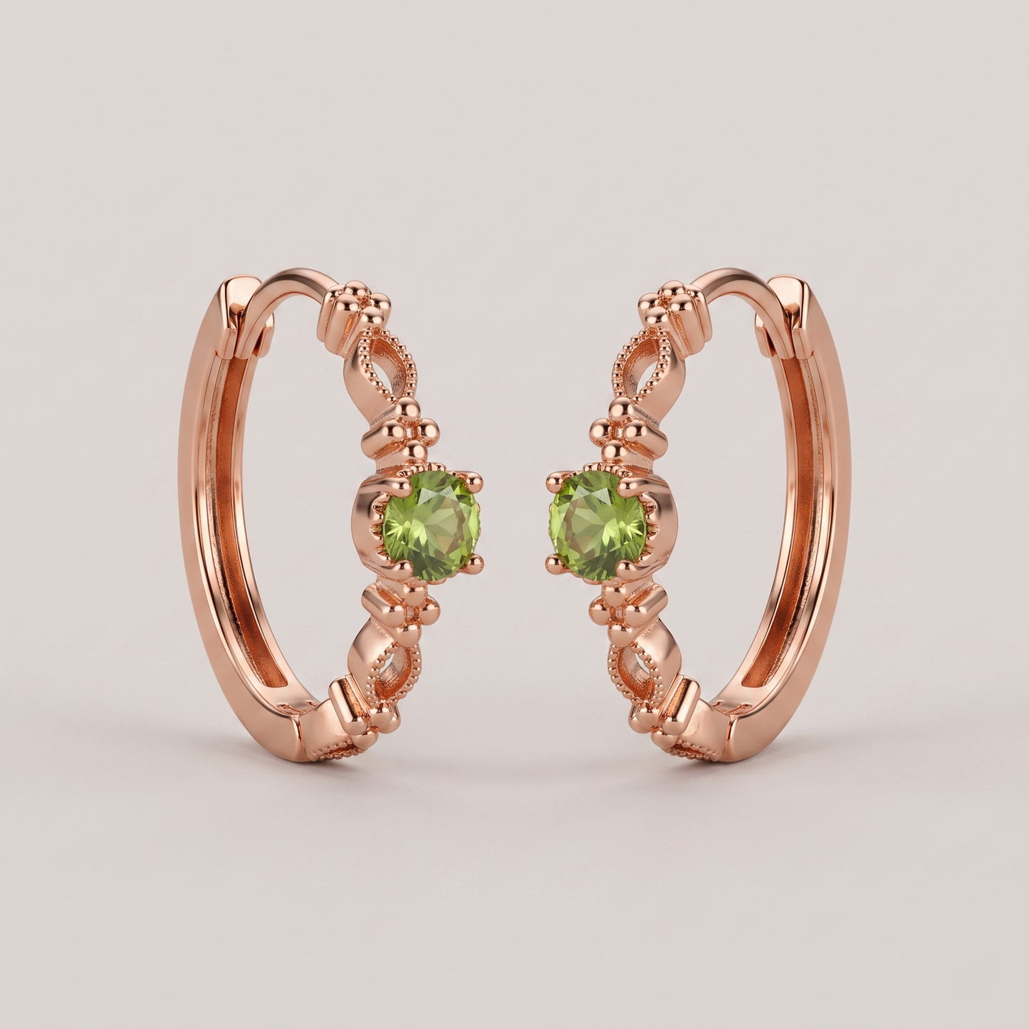 Oliver Green Stone Gold Hoop Earrings - 18K Gold Plated Silver