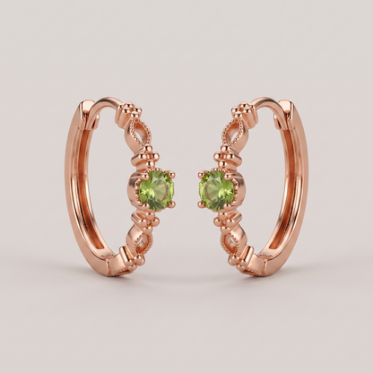 Oliver Green Stone Gold Hoop Earrings - 18K Gold Plated Silver