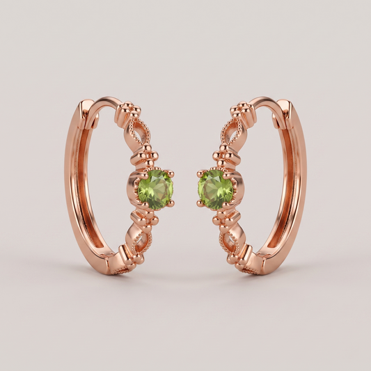 Oliver Green Stone Gold Hoop Earrings - 18K Gold Plated Silver