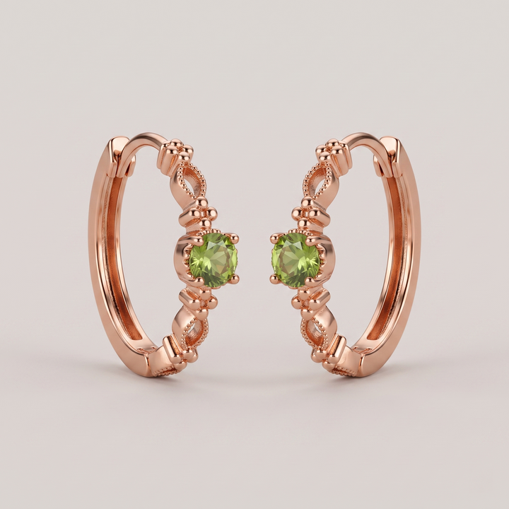 Oliver Green Stone Gold Hoop Earrings - 18K Gold Plated Silver