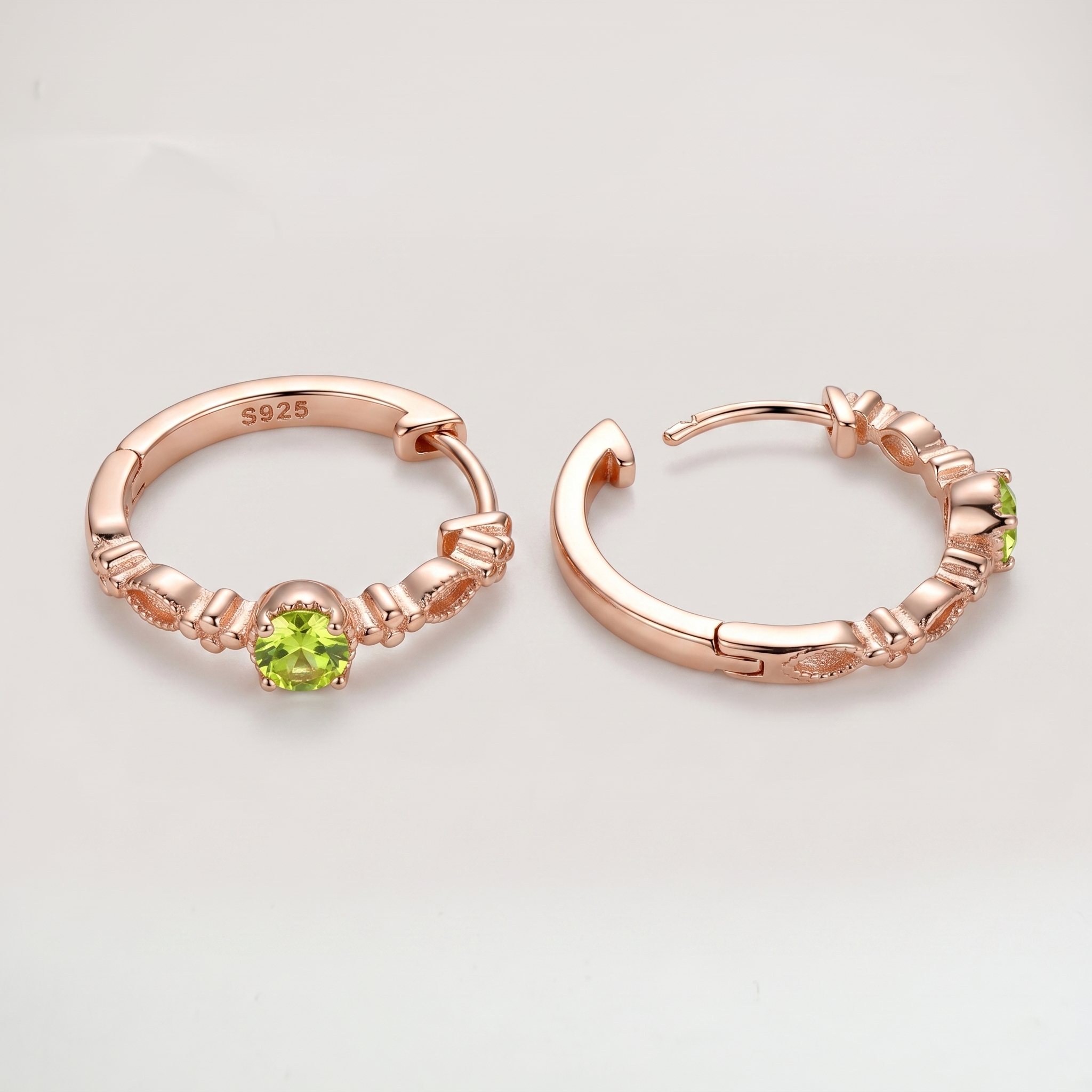 Oliver Green Stone Gold Hoop Earrings - 18K Gold Plated Silver