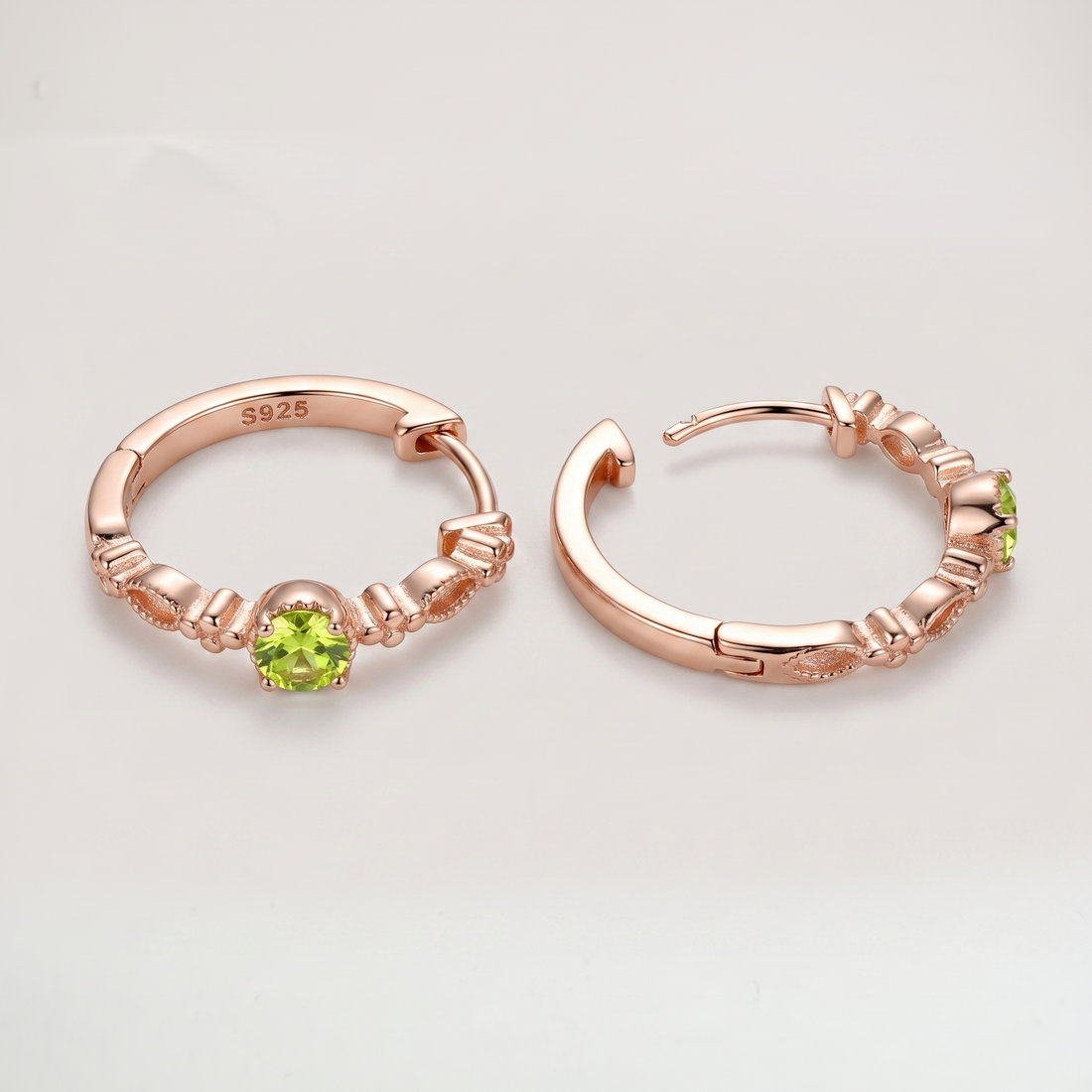Oliver Green Stone Gold Hoop Earrings - 18K Gold Plated Silver
