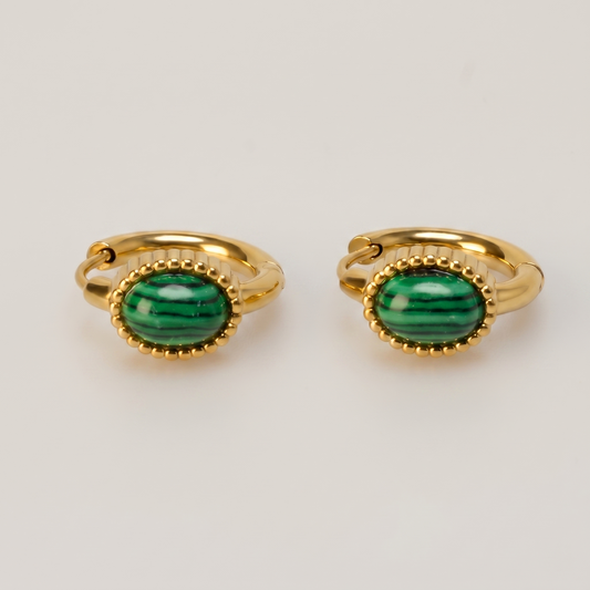 Gold Malachite Earrings
