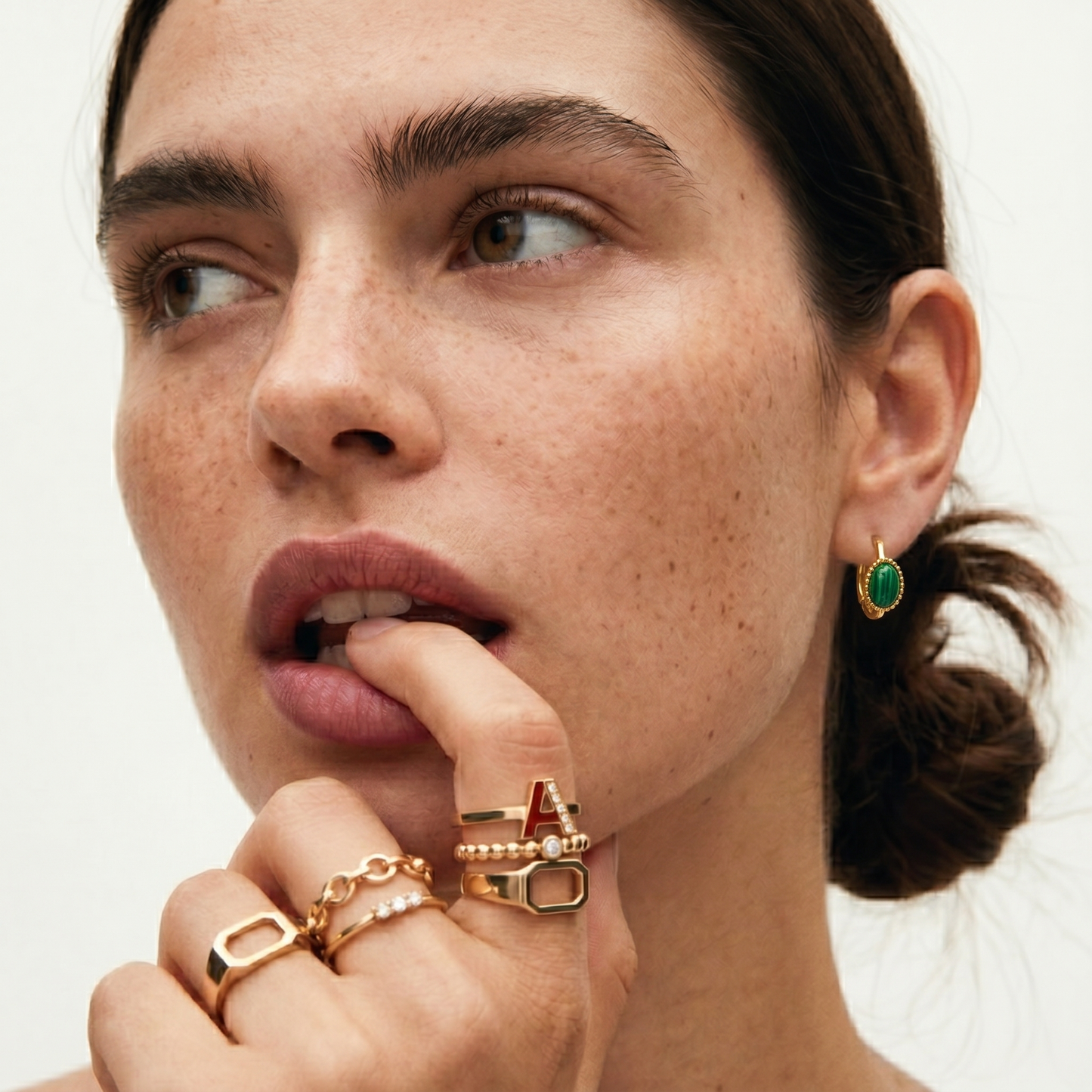 Gold Malachite Earrings