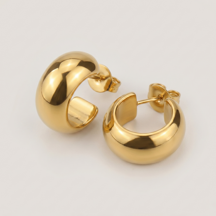 `Golg plated Clasic Half Hoops Studs