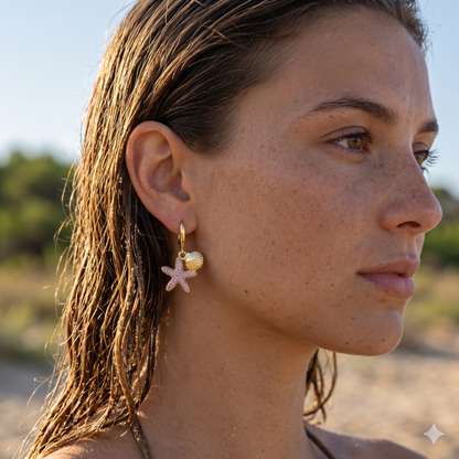 Gold Starfish Hoop Earrings