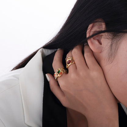 Gold Gemstone Statement Ring